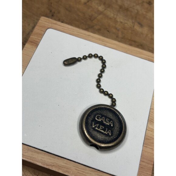 Vintage Bronze GASAVIEJA Keychain fan Pendant With Ball Chain - Picture 5 of 6